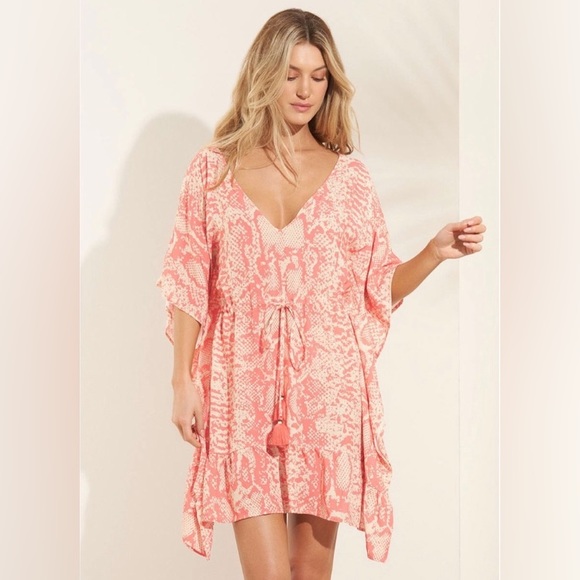 Maaji 🌴 White Kaftan Cover Up 🌸 Dress 🏝️🍹 - Picture 3 of 9